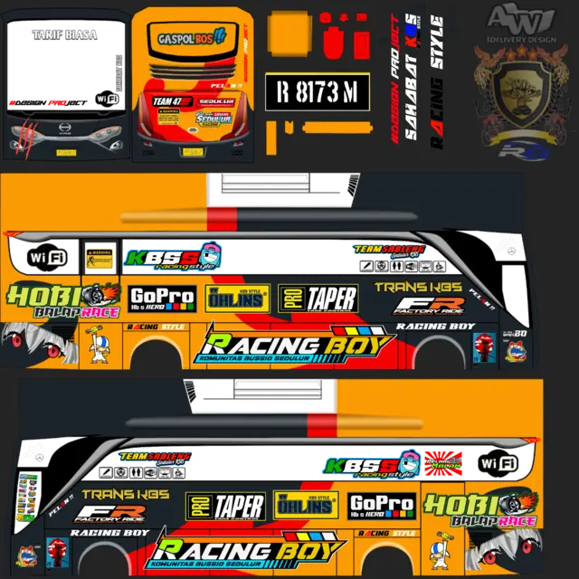 Livery BUSSID Yudistira HD Full Stiker Racing